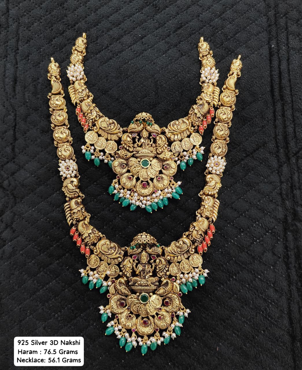 3D Nakshi Lakshmi Bridal Haram Set in 925 Sterling Silver