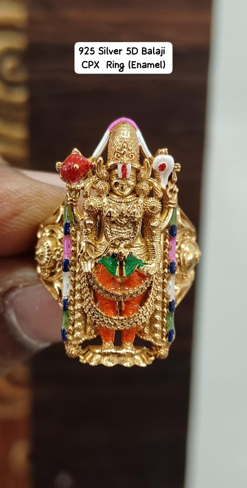 5D Lord Balaji CPX Enamel Ring in 925 Sterling Silver