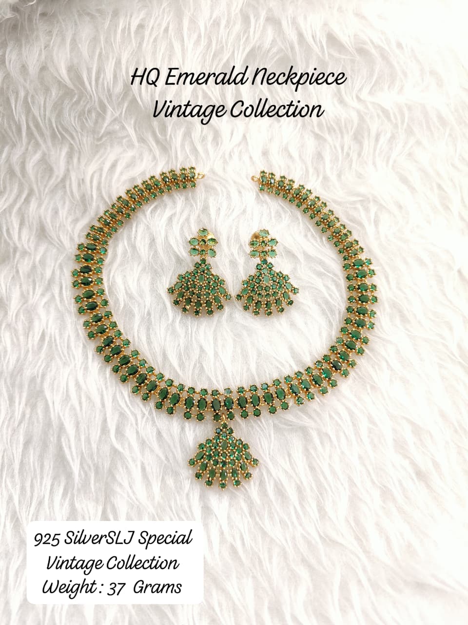 Emerald Elegance Vintage Necklace Set in 925 Sterling Silver