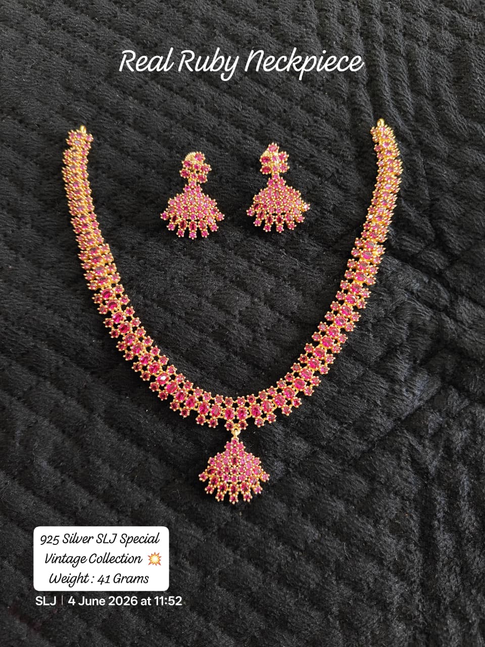 Royal Ruby Vintage Necklace Set in 925 Sterling Silver