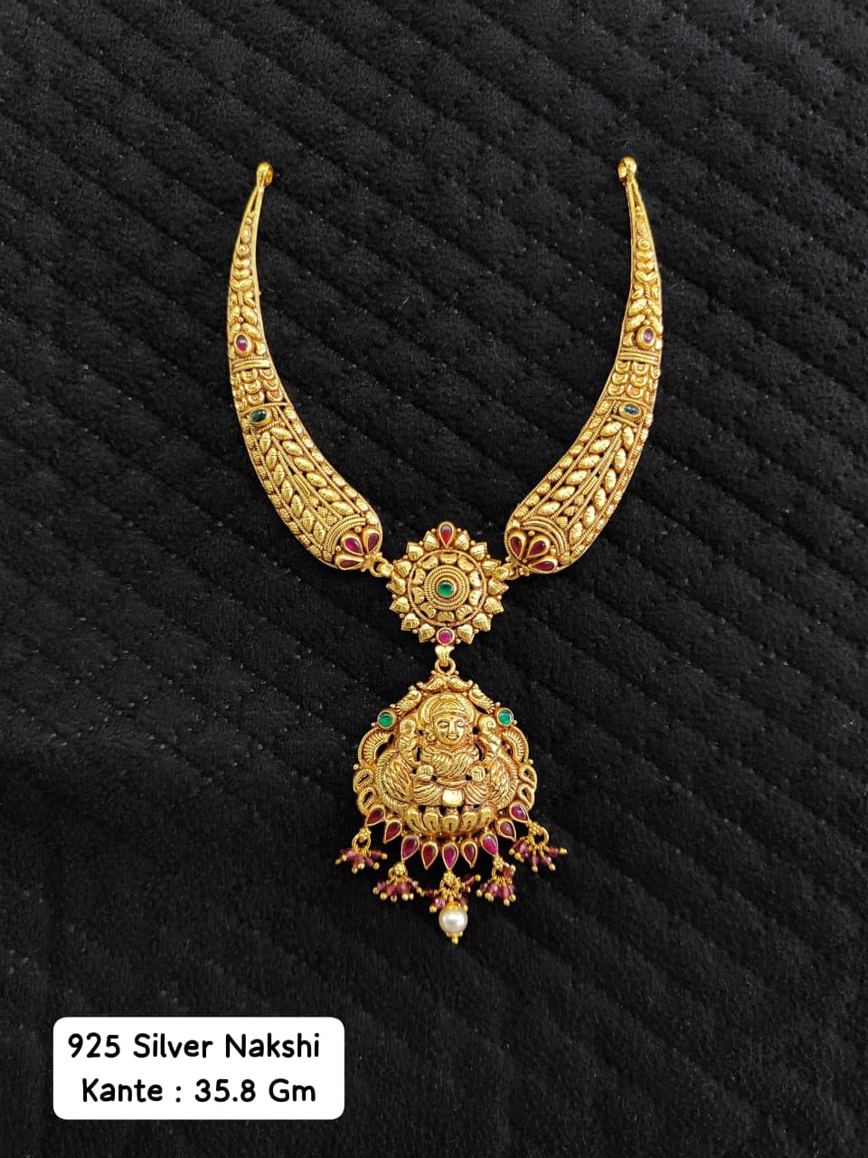 Lakshmi Nakshi Temple Kante Necklace in 925 Sterling Silver