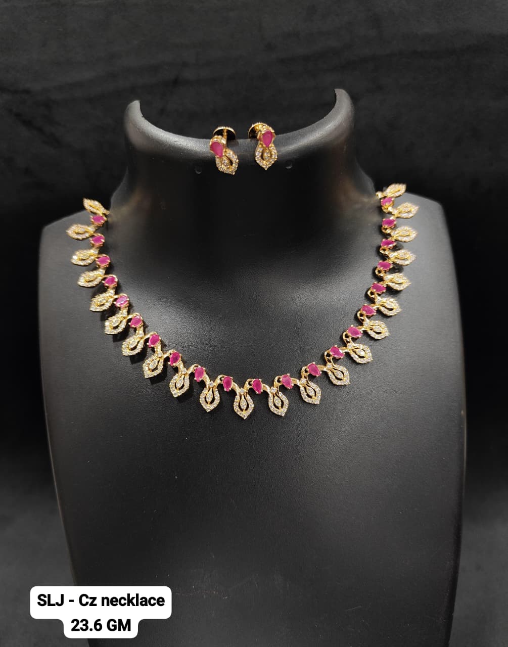 Ruby CZ Elegance Necklace Set in 925 Sterling Silver